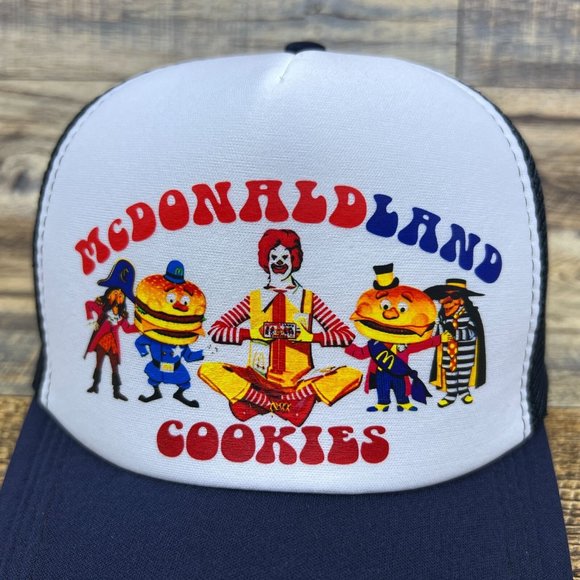 McDonaldland Cookies Mens Trucker Hat Navy Snapback 1978 Vintage Logo Retro Ad - Picture 3 of 8